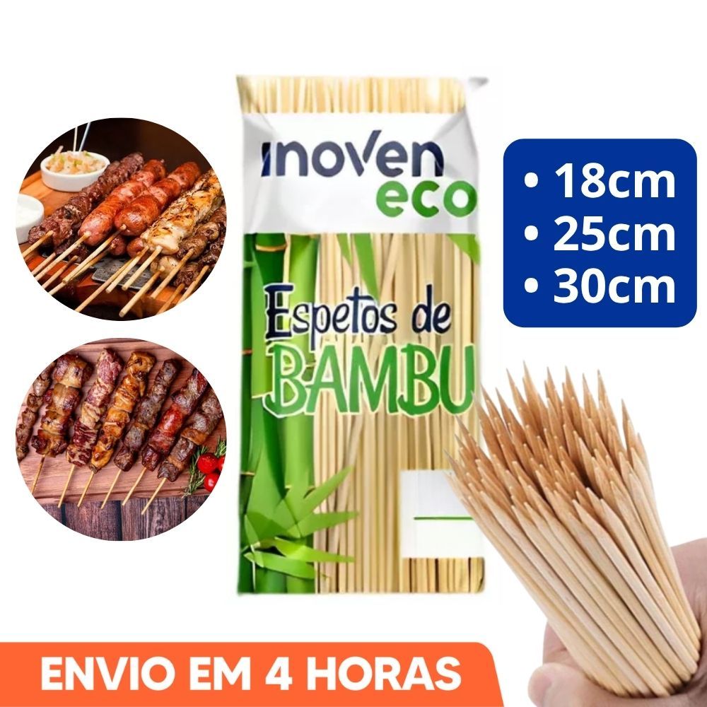 Espeto De Churrasco Bambu Espetinho 50un Inoven