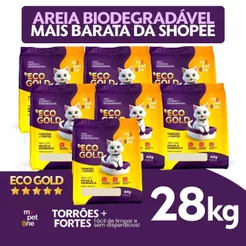 Kit 7 Areia Biodegradável Milho e Mandioca para Gatos Cat Bio Eco Gold Grãos Grossos MyPetOne - 28Kg