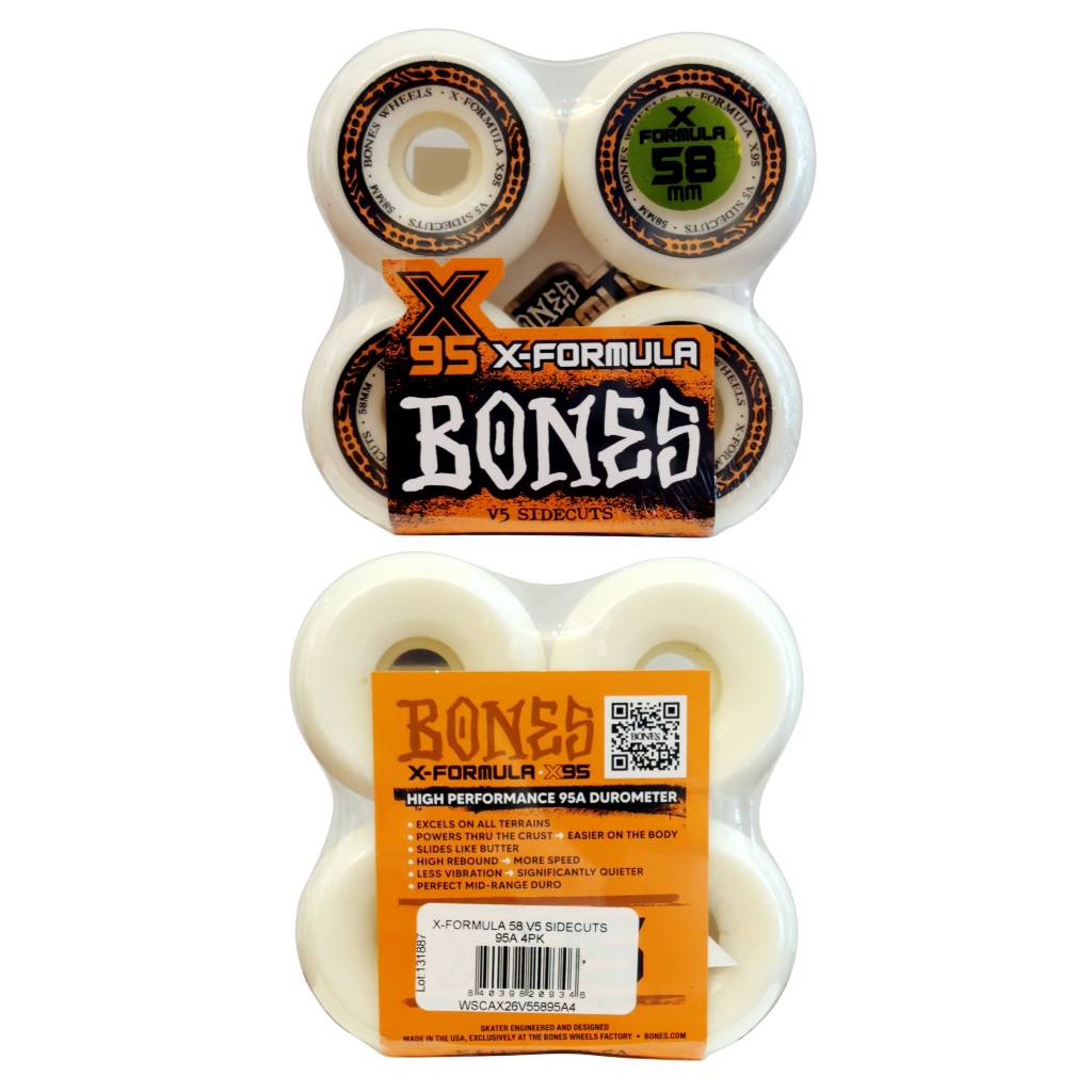 Roda Bones X-Formula 58mm 95a V5 Sidecuts Skate - Skateboard