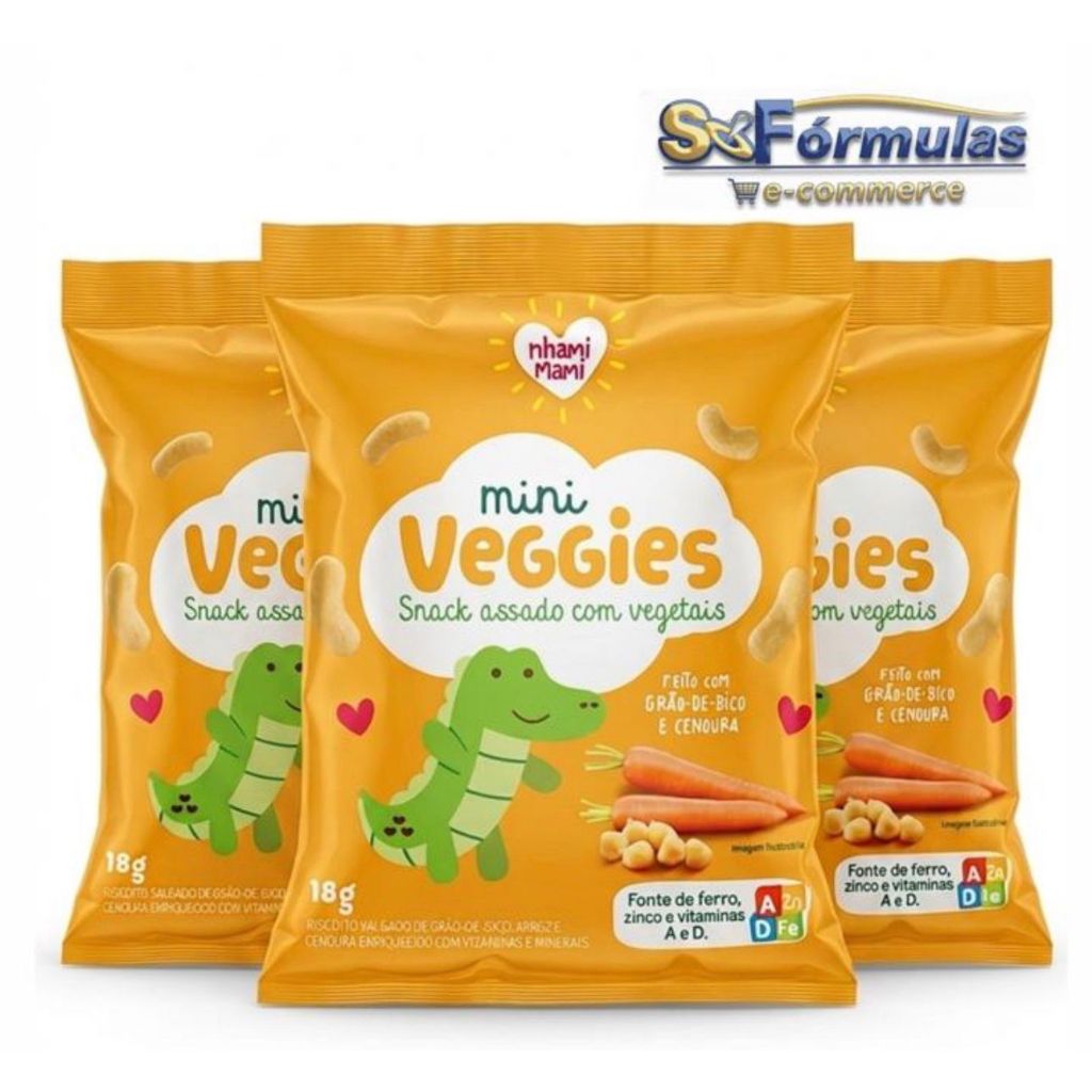 Biscoito Infantil Mini Veggies - Grão de Bico e Cenoura - 18g Nhami Mami