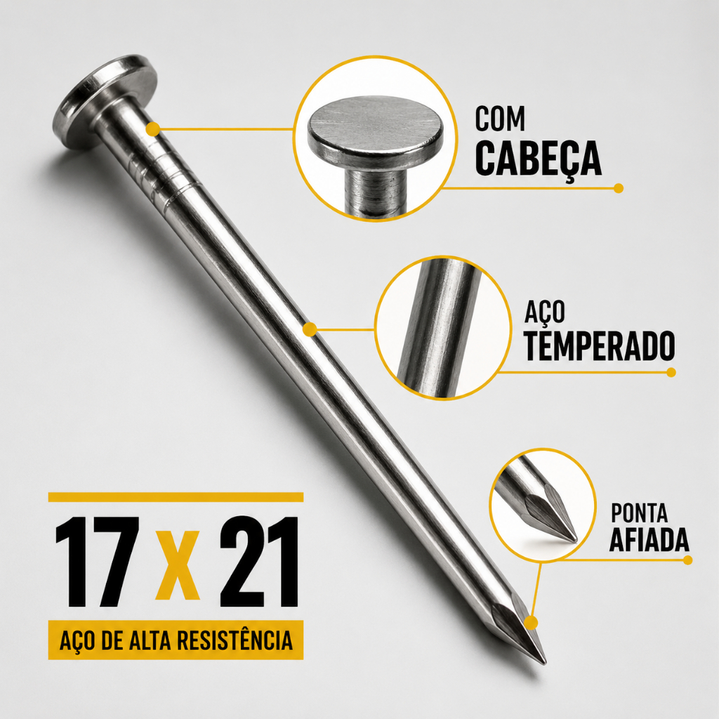 PREGO DE AÇO COM CABEÇA 17X21 1KG / 2KG ALGOM