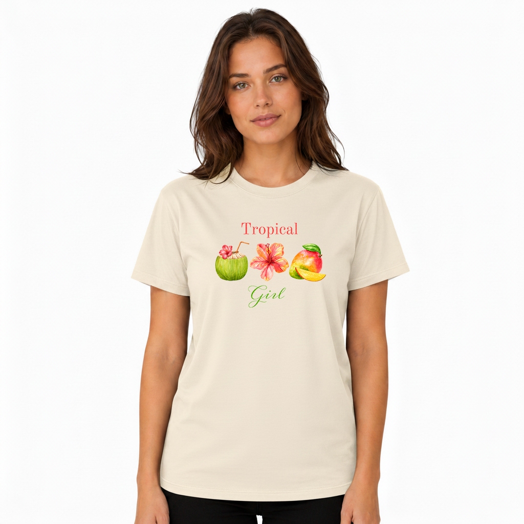 Camiseta Camisa Blusa Unissex Feminina Estampa Tropical Girl Confortável Algodão Casual Promoção