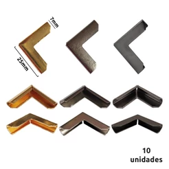 Cantoneira de metal 25x7mm lisa para bolsa e cartonagem - 10 Unidades