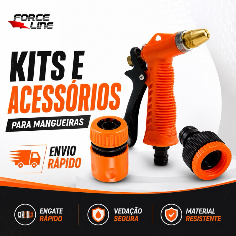 Engate Rápido Macho Fêmea Forceline 1/2 Adaptador Emenda Mangueira