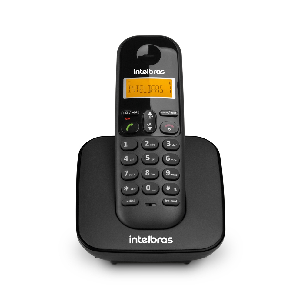 Telefone Sem Fio Intelbras TS 3110 Identificador de Chamadas Ergonômico Display Luminoso Bateria Alta Duração Preto