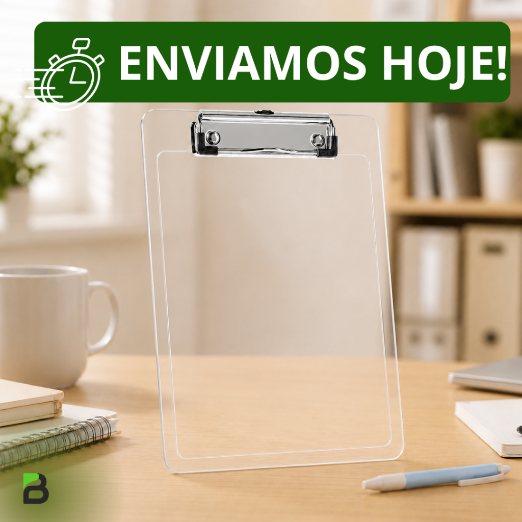 Pranchetas 1/2 Oficio Tamanho A5 Com Prendedor Metálico Wire Clip Acrimet 137 (Cor Cristal) Envio Imediato