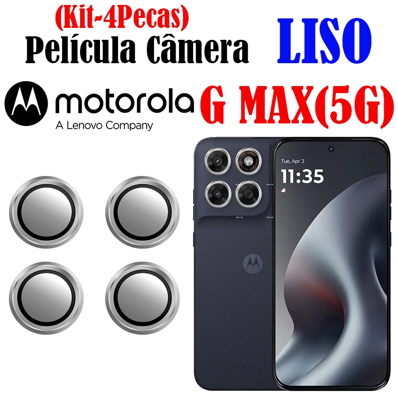 KIT(4*Pecas)Película Câmera Liso Motorola G MAX(5G) Anel De Metal Protetor De Câmera Vidro Temperado