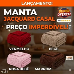 Manta Jacquard Premium com Relevo 2,00 m x 1,80 m Várias Cores