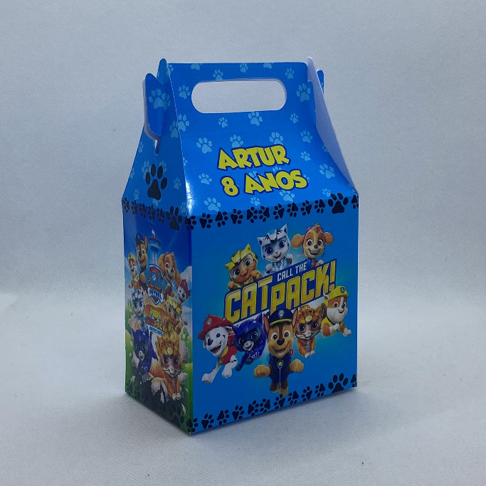 Caixinha Cat Pack Patrulha Canina Maletinha Personalizada Nome Idade Lembrancinha Festa Infantil