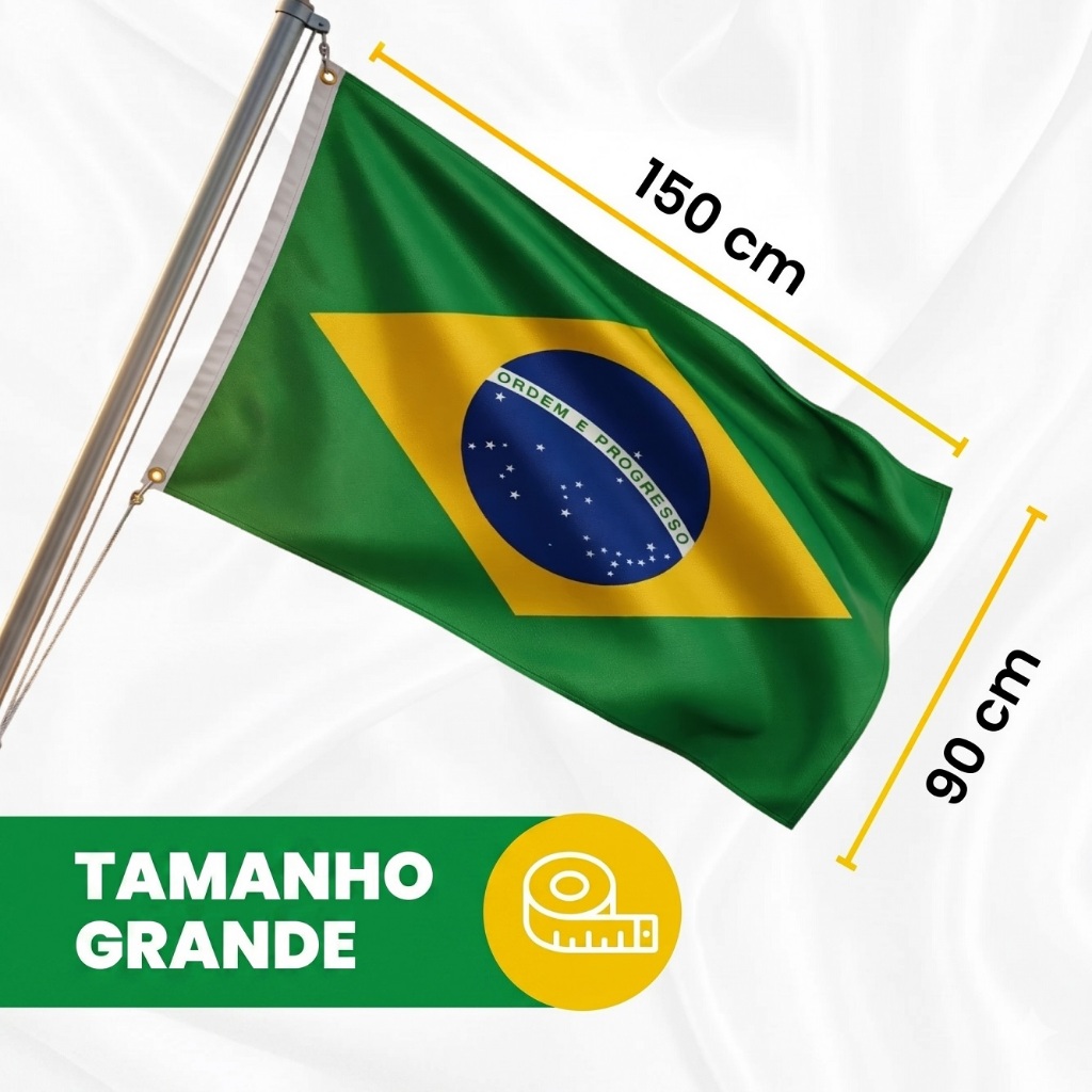 Bandeira Do Brasil Grande 150x90cm C/ Ilhós - Torcida Copa Do Mundo Jogos