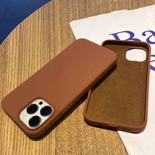Capa de Silicone Líquido Marrom Original Premium para iPhone 11 12 13 14 15 16 17 Pro Max