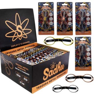Tesoura Dobrável de Metal Sadhu Display com 12 Unidades 3 Cores