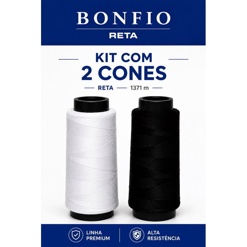 Kit C/ 2 Linhas Bonfio Reta 120 1371m, Costura em Geral Máquina Domestica e Industrial
