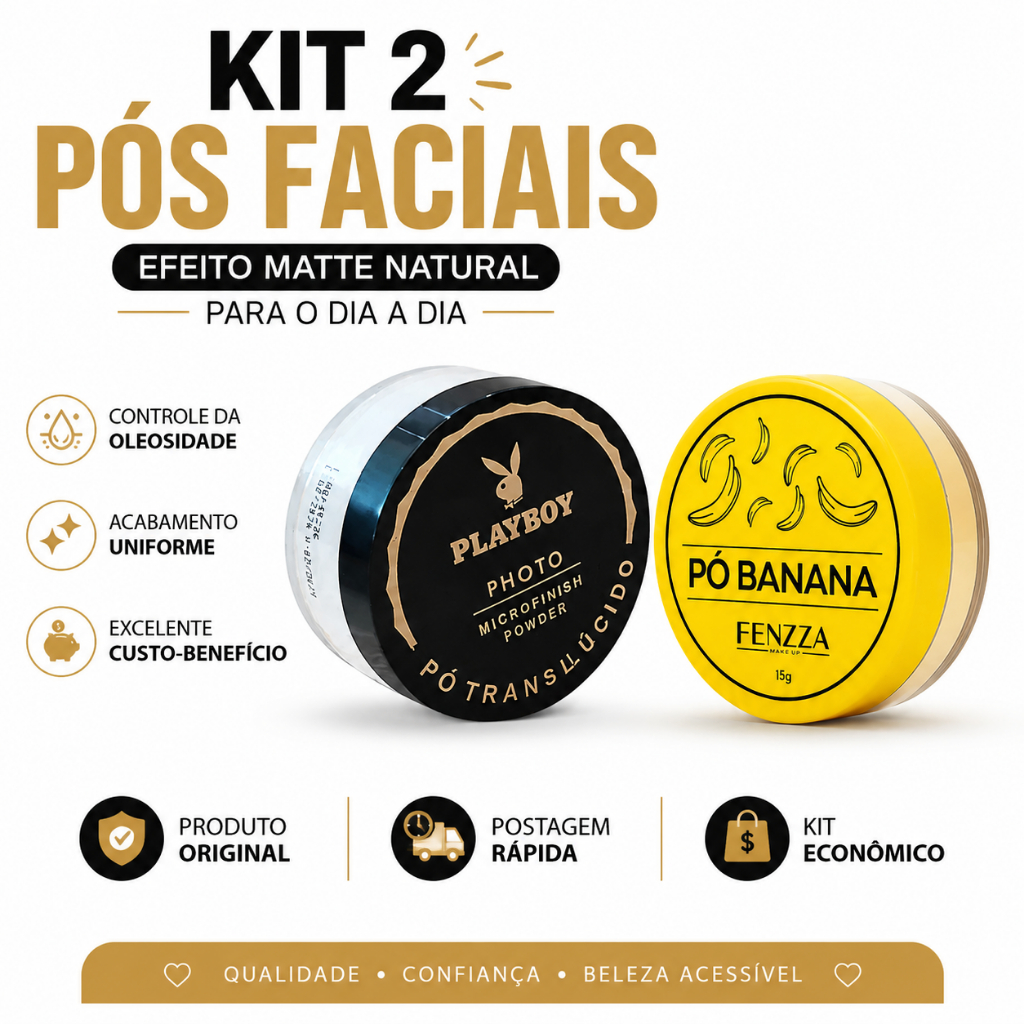 Kit 2 Un Pó Facial Banana Fenzza 15g e Translúcido Playboy