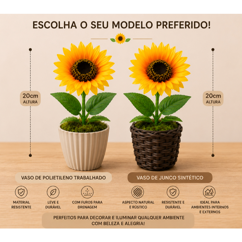 ARRANJO DE GIRASSOL ARTIFICIAL 20 CM - DECORAÇÕES DE FESTAS / CENTRO DE MESA / LEMBRANCINHAS