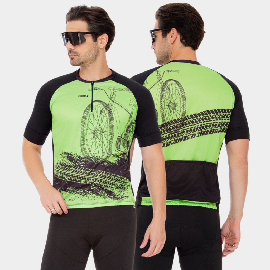 Kit de Ciclismo Masculino Bretelle e Camiseta Bike Roda Verde Profissional · foto 2