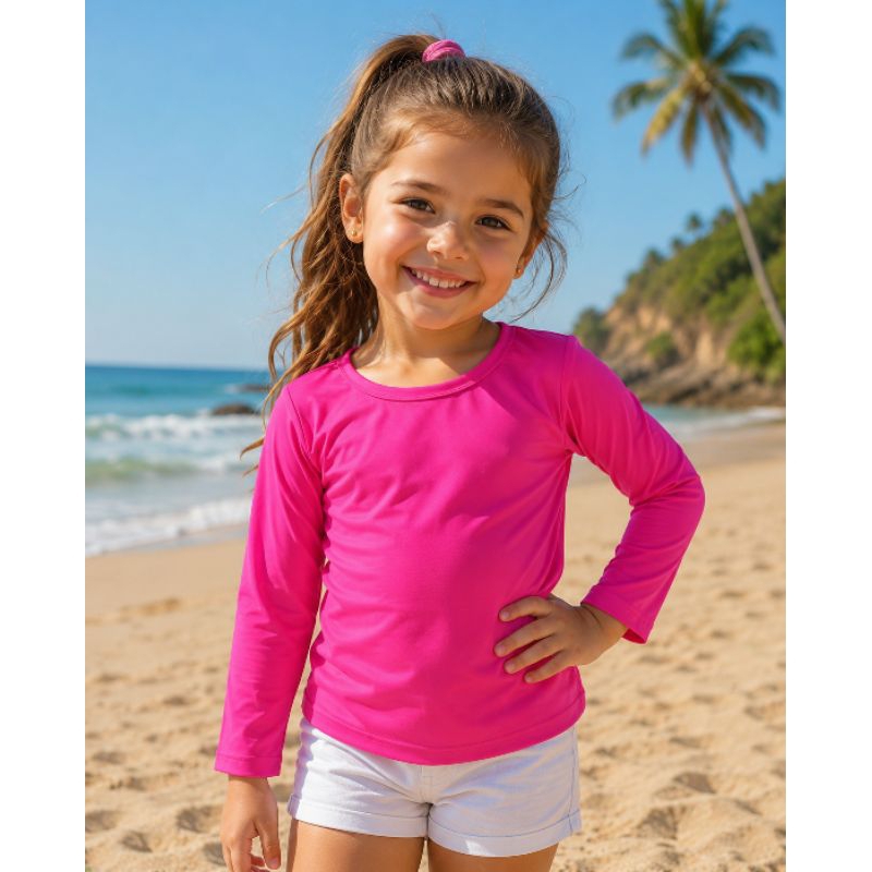 Camisa uv infantil térmica Blusa de Proteção solar para menino e menina UV50 Praia Piscina Verão Blusa manga Longa.