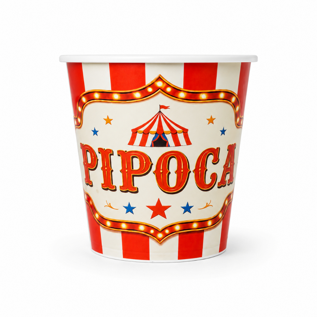 Balde Pipoca 3L Tema Circo Cinema Teatro Brinde Resistente Envio em 24h Resistente Presente