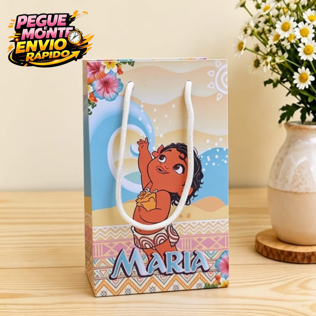 Sacolinha Personalizada Tema Moana Baby (PEGUE E MONTE)Tamanho P Lembrancinha Festa Infantil Moana