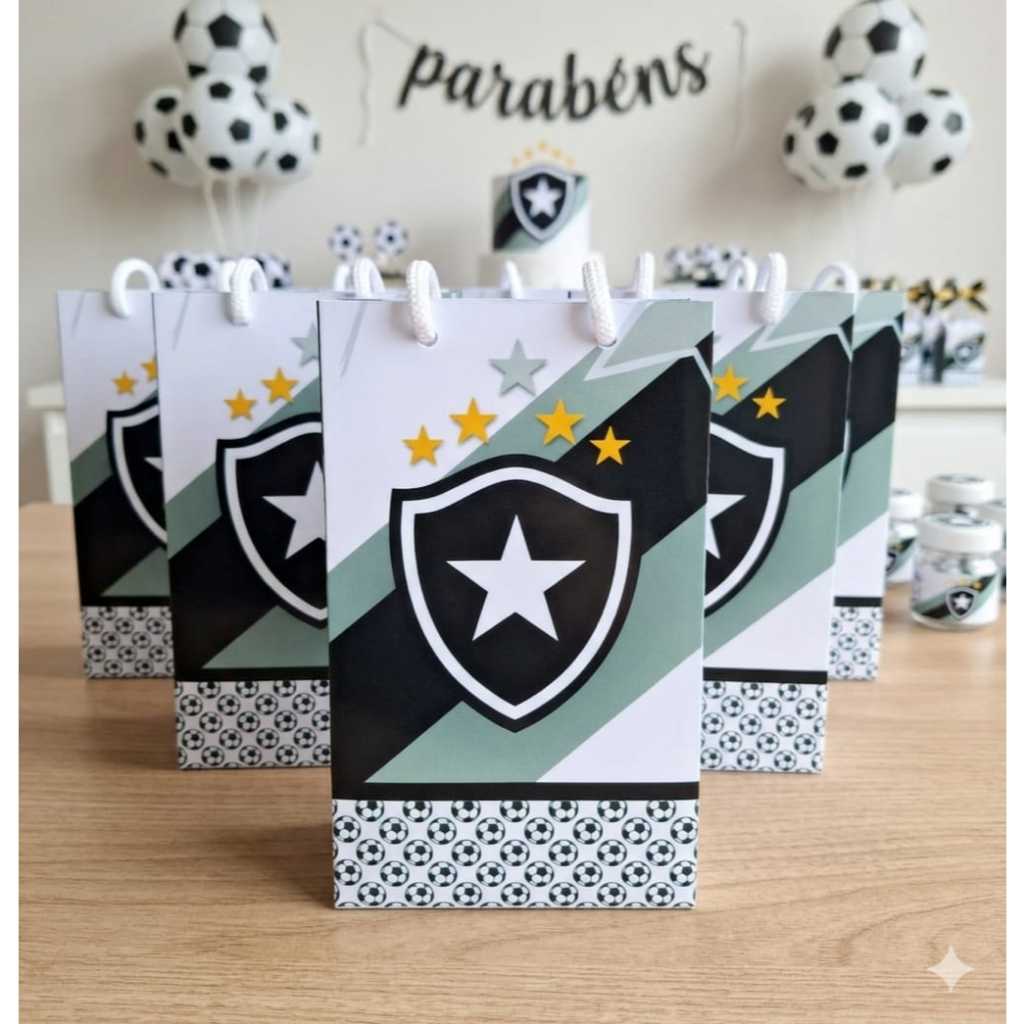 Sacolinhas Personalizadas tema Botafogo - Lembrancinha | Pegue e monte | Sacolinha surpresa P