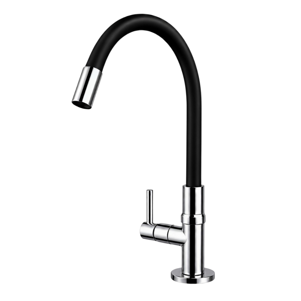 Torneira Bancada Flexível Silicone Gourmet para Cozinha Preta