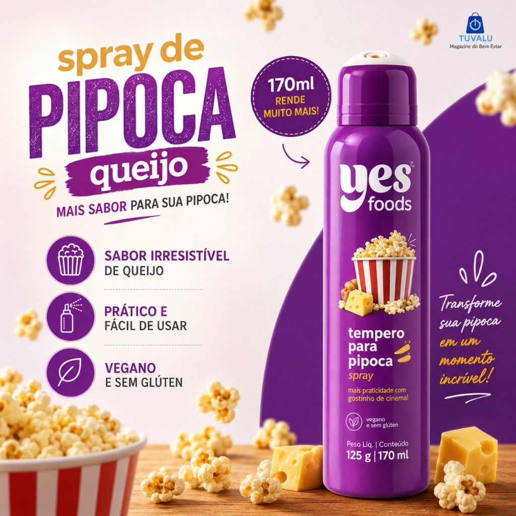 Tempero para Pipoca Spray Yes Foods Sabor Queijo  125g Vegano