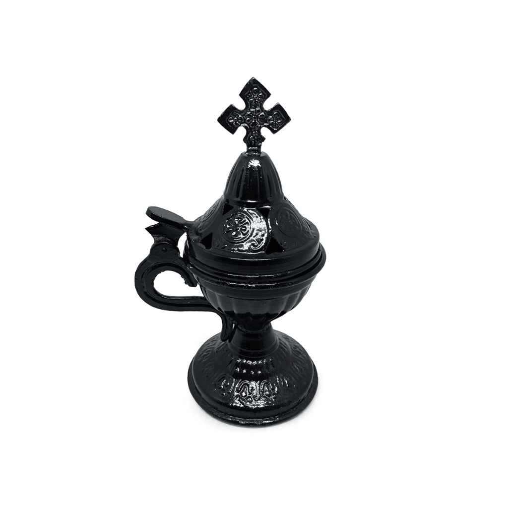 Turíbulo Litúrgico de  Mesa Metal Queimador e Defumador de Incensos Oração Igreja Católica Anglicana