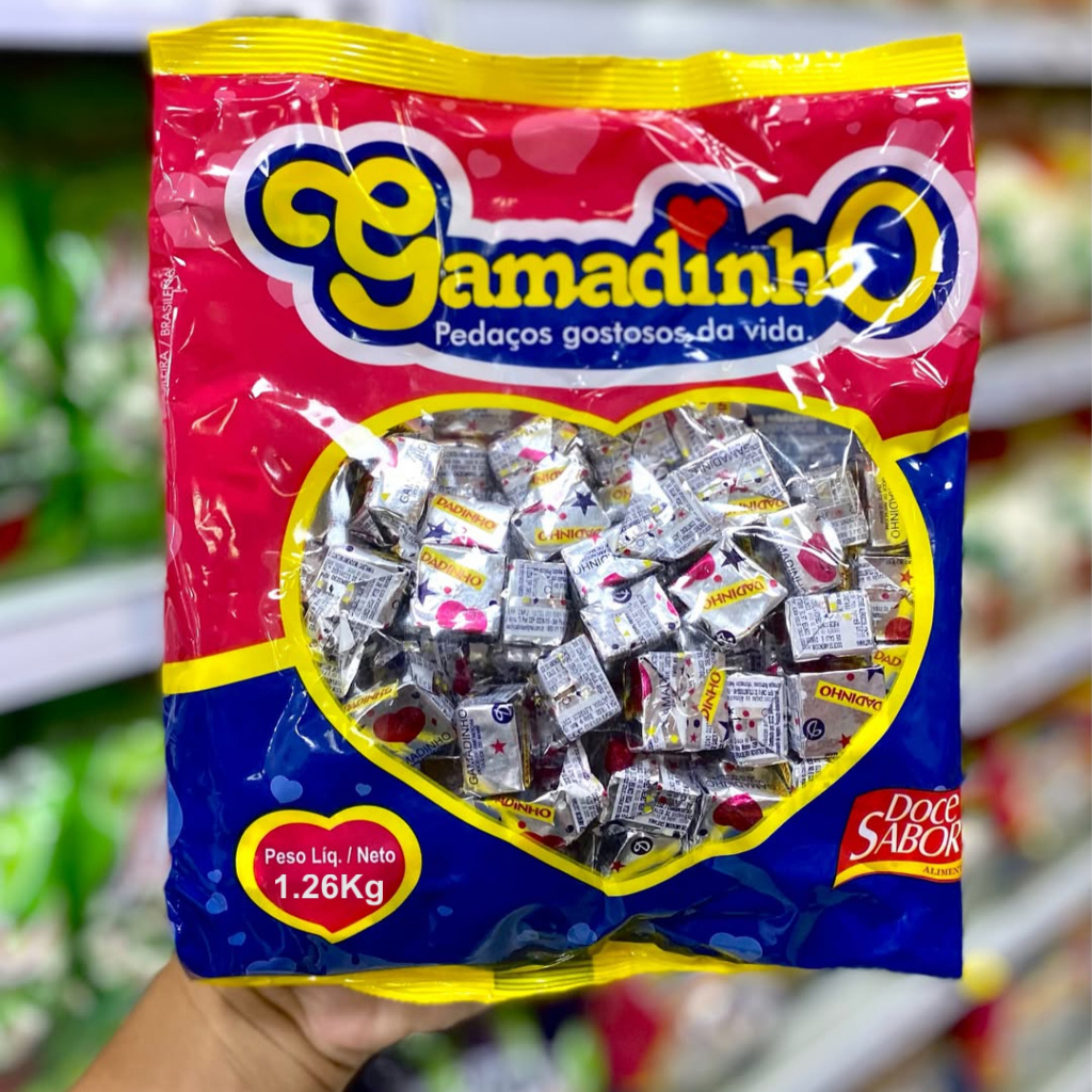Kit 1.2Kg Dadinho Gamadinho Amendoim com Chocolate Bala Doce Mastigável — imagem 2 de 2