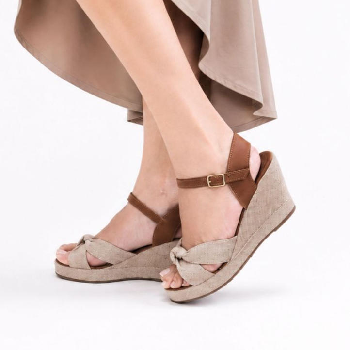 Sandália de Salto Feminina Anabela espadrille nobuck cores Sandália confortável Sandalia plataforma