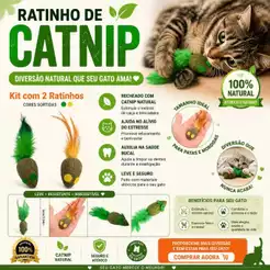 Brinquedos de Erva de Gato para Mastigar 2 Ratinhos de Catnip para gatos de todos os Portes