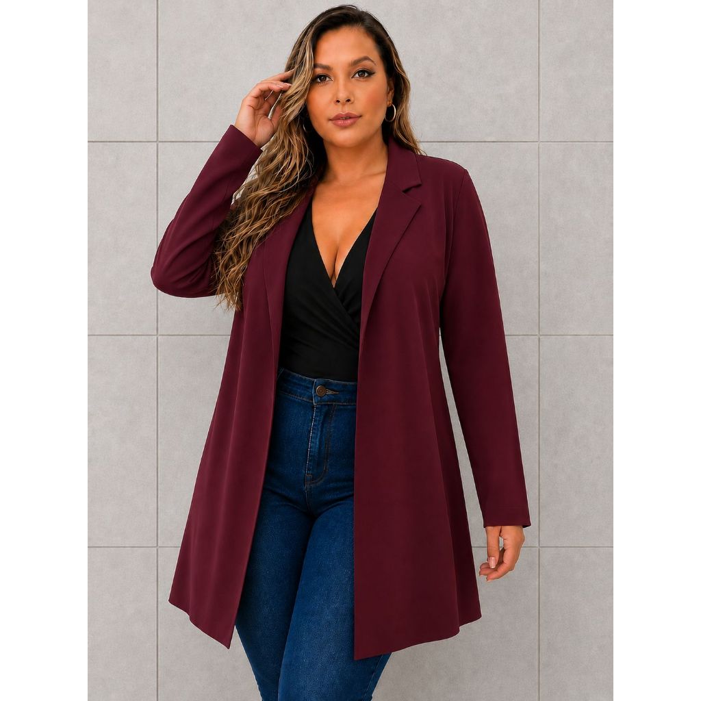 Sobretudo Plus Size Feminino Max Blazer Longo Casaco G1 G2 G3