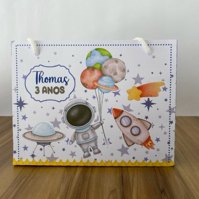 Sacolinha Personalizada Astronauta - PEGUE E MONTE | Sacolinha Infantil | Lembrancinha de Festa | Aniversário Infantil