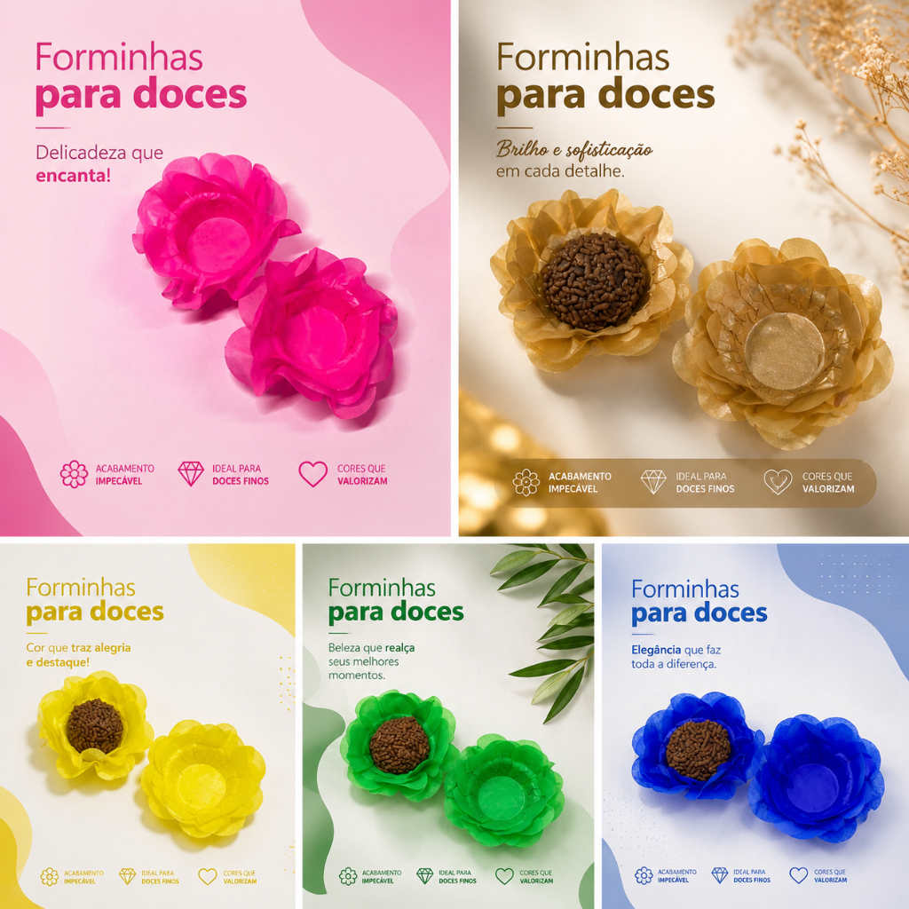 25/50 Forminhas para doces finos SEDA PROMOÇÃO  forminha brigadeiro caixeta bombom style flor