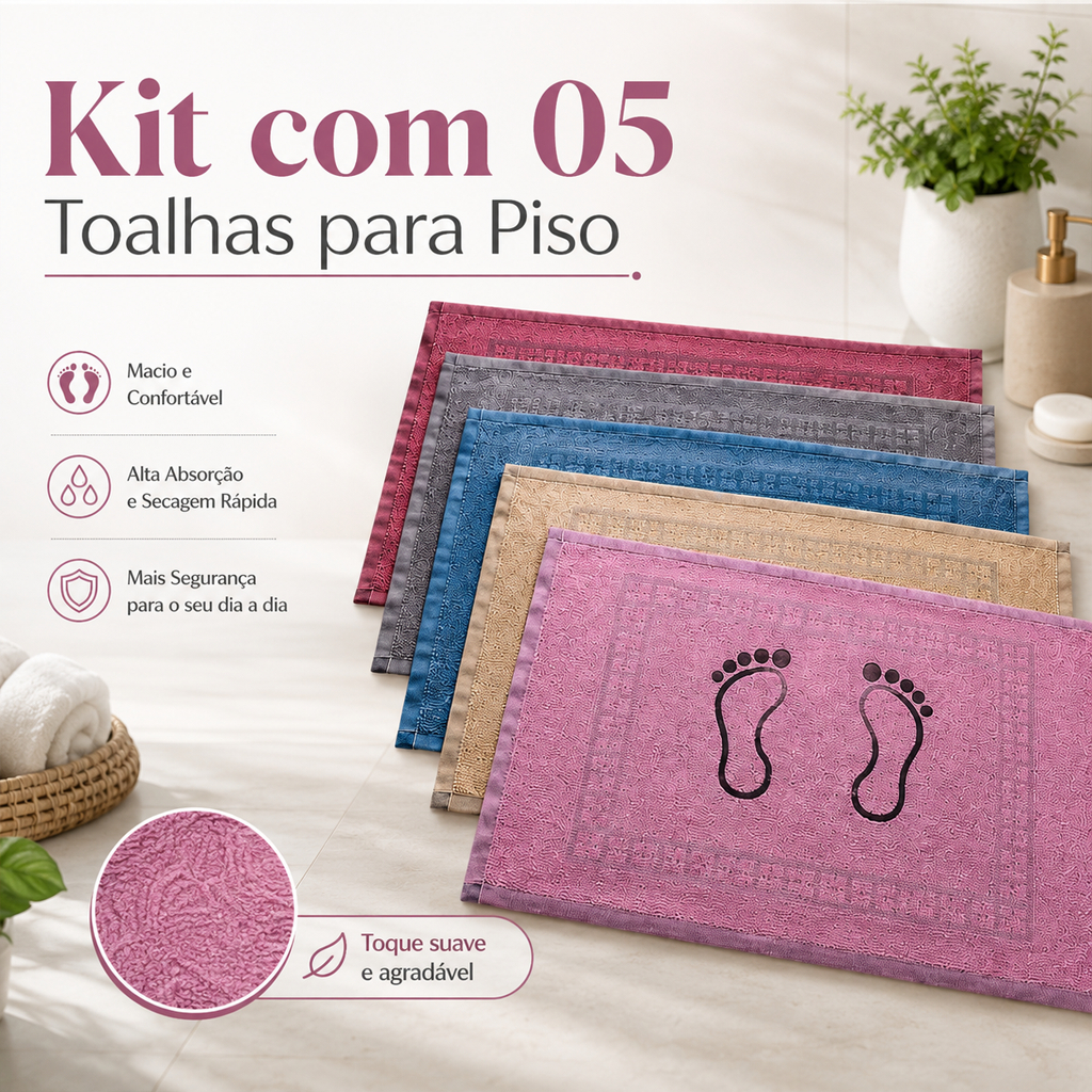 Kit 5 Tapete Piso Premium Toalhinha Para Banheiro Pezinho