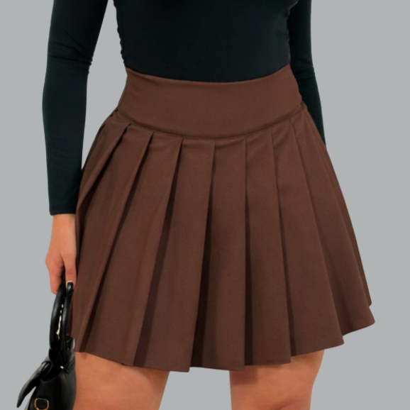Short Saia feminina Plissada Rodada com Forro