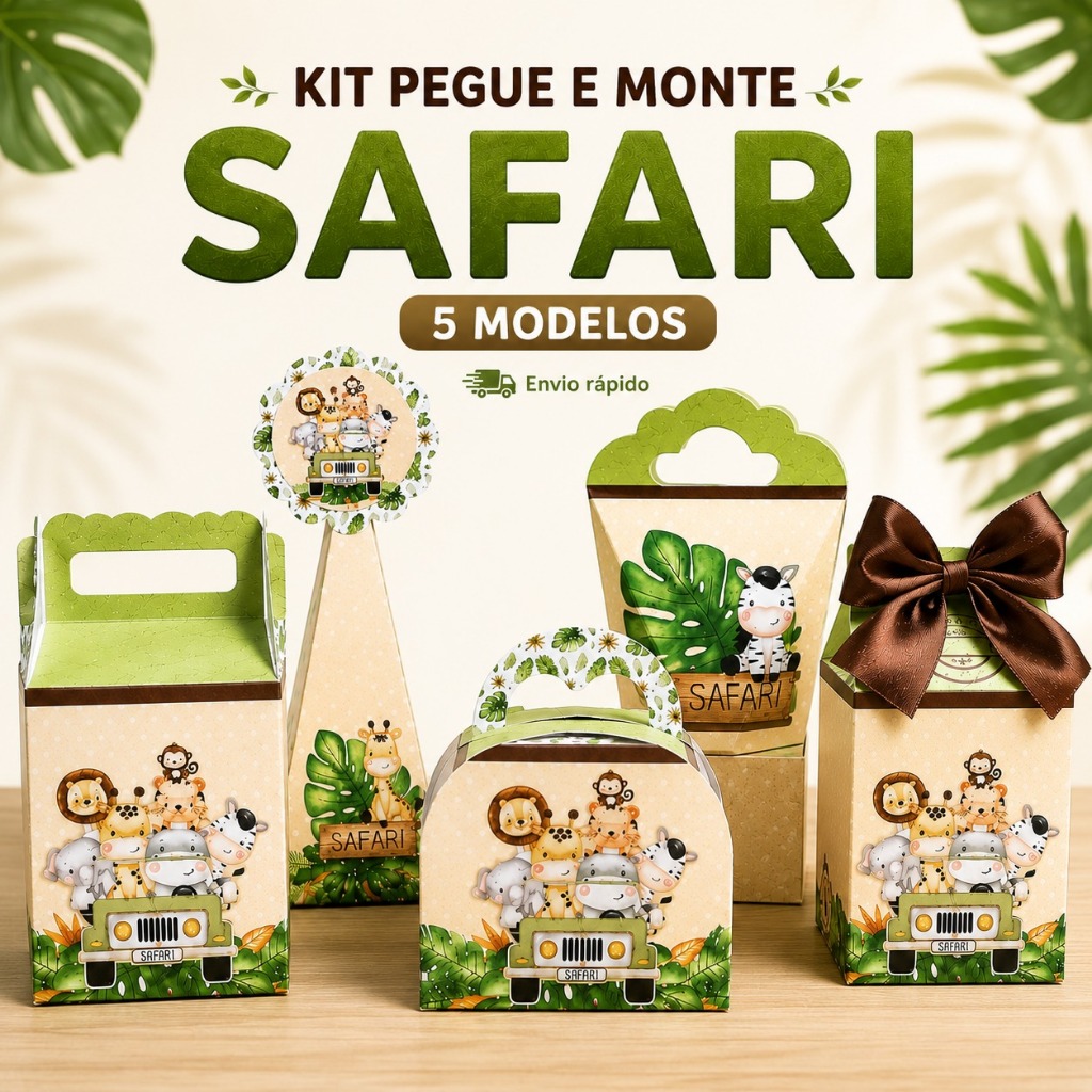 Kit Festa Caixinhas Personalizadas Safari - Lembrancinha Aniversario