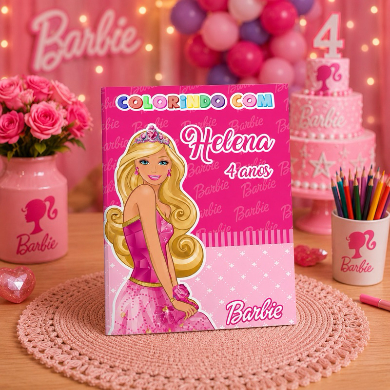 Livro de Colorir Personalizado Barbie | Revista de Colorir infantil Personalizada para festa