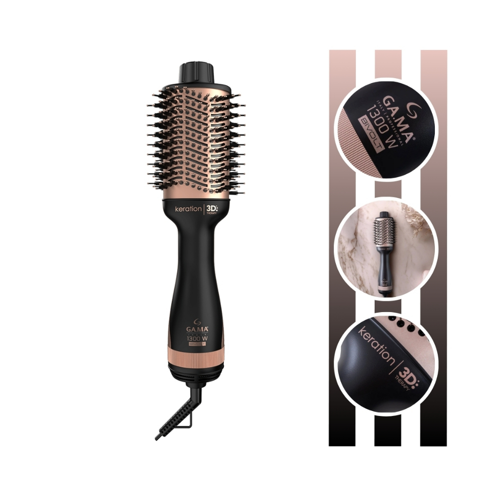 Escova Secadora Stylish Keration Brush 3D 1200 - 1300W Bivolt Manual GAMA ITALY