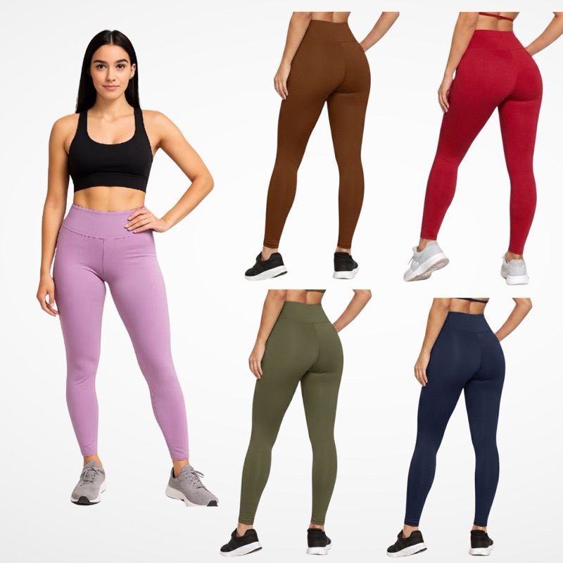 Calça Legging Poliamida  Esportiva Academia  Fitness Lisa Cintura Alta