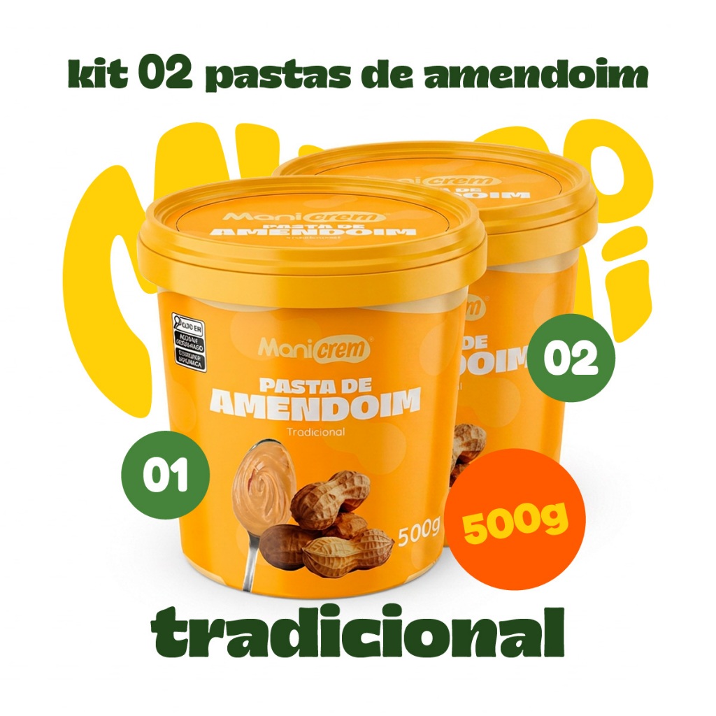 Imagem Kit 02x Pasta de Amendoim Manicrem Tradicional - 500g