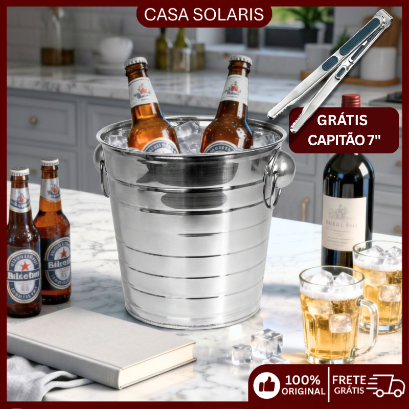 3 Kit Balde De Gelo Inox Balde De Gelo 3/6/9 Litros Ideal Para Resfriar Cervejas Uísque E Champanhe Em Festas