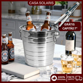 3 Kit Balde De Gelo Inox Balde De Gelo 3/6/9 Litros Ideal Para Resfriar Cervejas Uísque E Champanhe Em Festas
