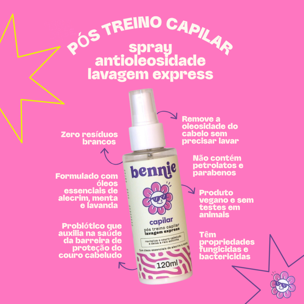 Spray Antiolesidade Remove a Oleosidade do Cabelo e Couro Cabeludo Air Wash Bennie