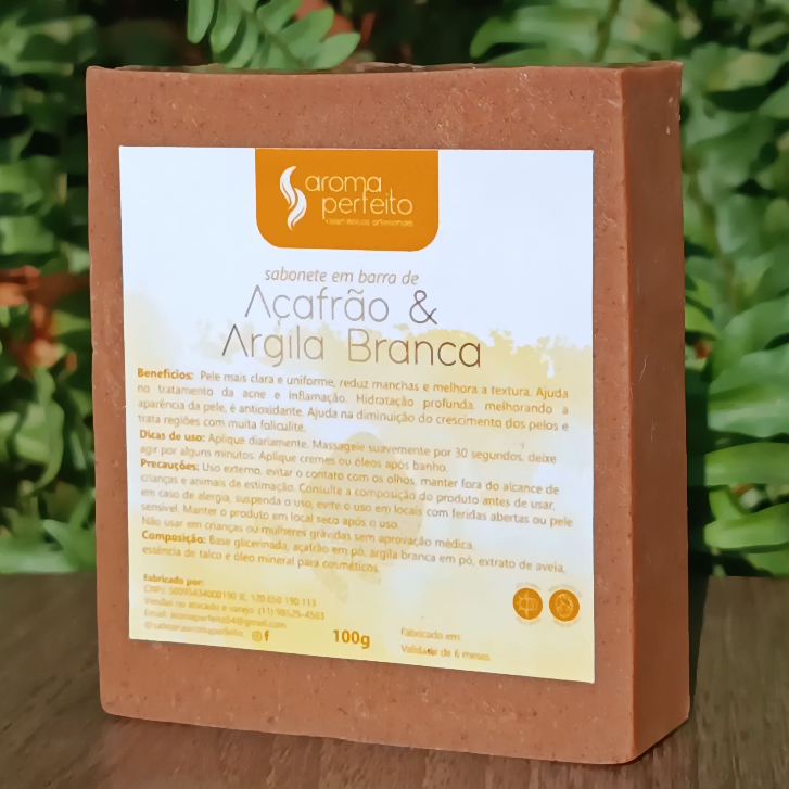 Sabonete de Açafrão e argila branca (depila e clareia) 100g