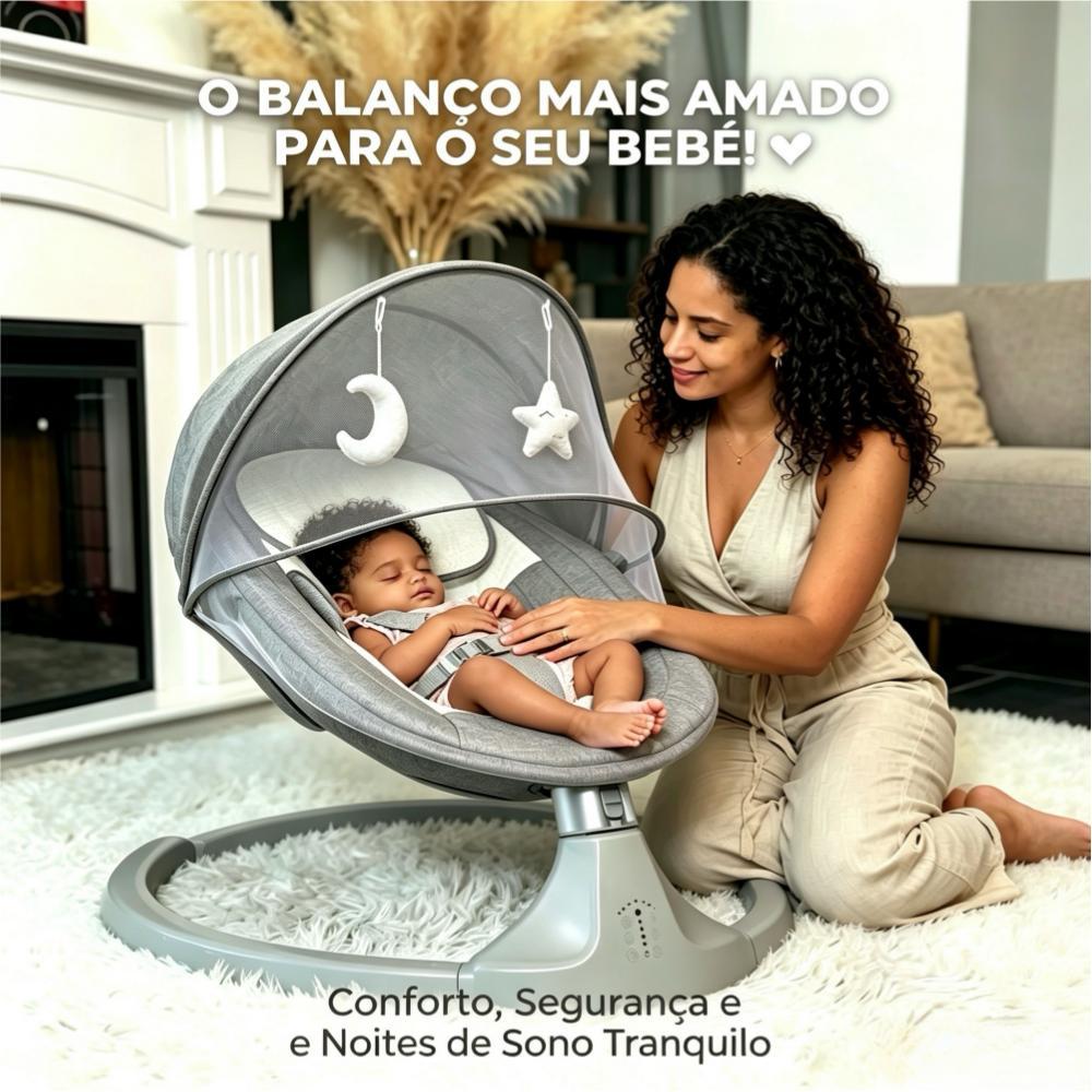 Cadeirinha de Balanço e Descanso para Bebê: Função Automática, Música, Mosquiteiro e Controle Remoto