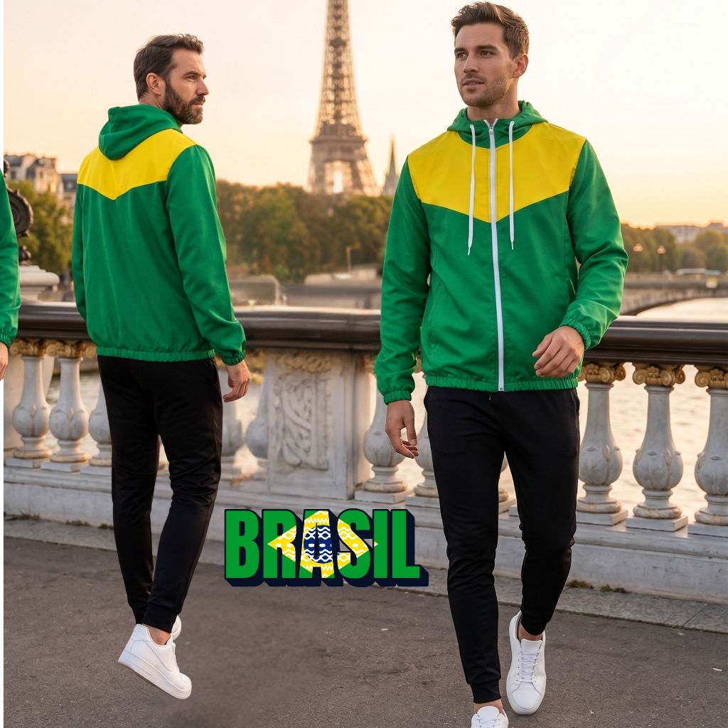 Ccorta Vento Masculino Tactel Liso é Combinados com Logo.