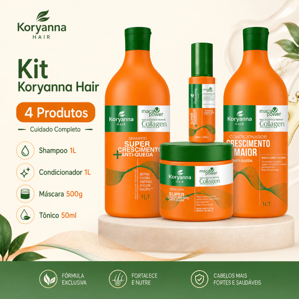 Kit Completo crescimento Anti Queda Máscara Capilar  + Condicionador 1L + Shampoo 1L + Tônico Crescimento Profissional
