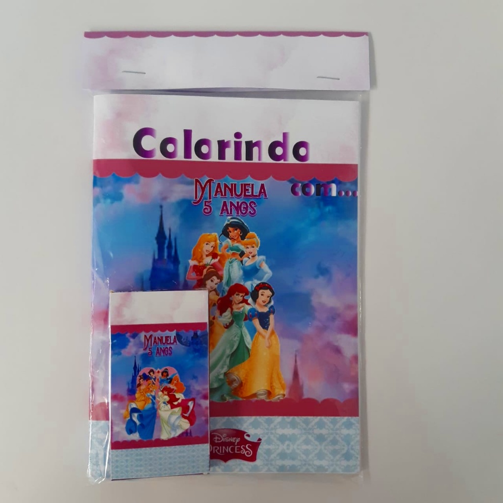Kit Colorir Personalizado Princesas Encantadas| Lembrancinha Infantil | Kit com 10, 20, 30 ou 50 Unidades