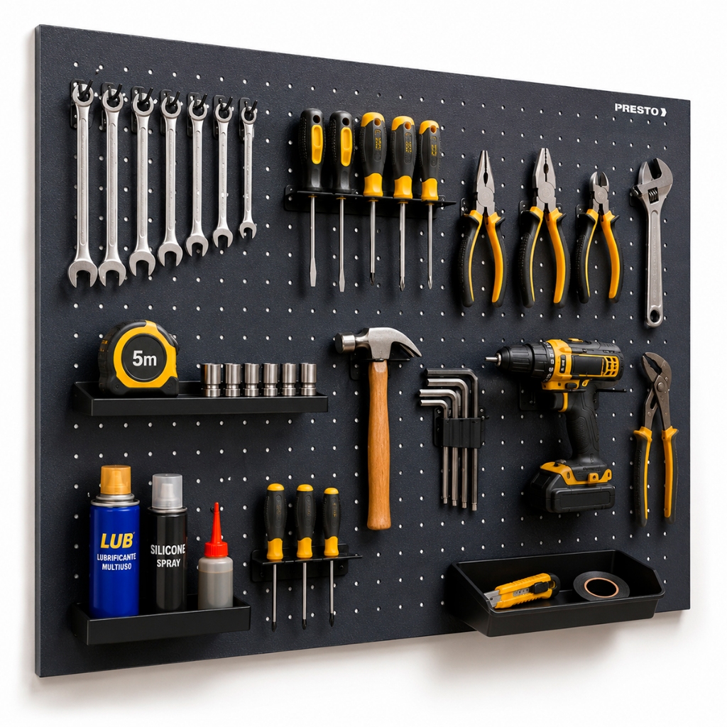 Painel Organizador de Ferramentas Painel Para Ferramentas Painel de Aço Organizador 970x640mm Presto