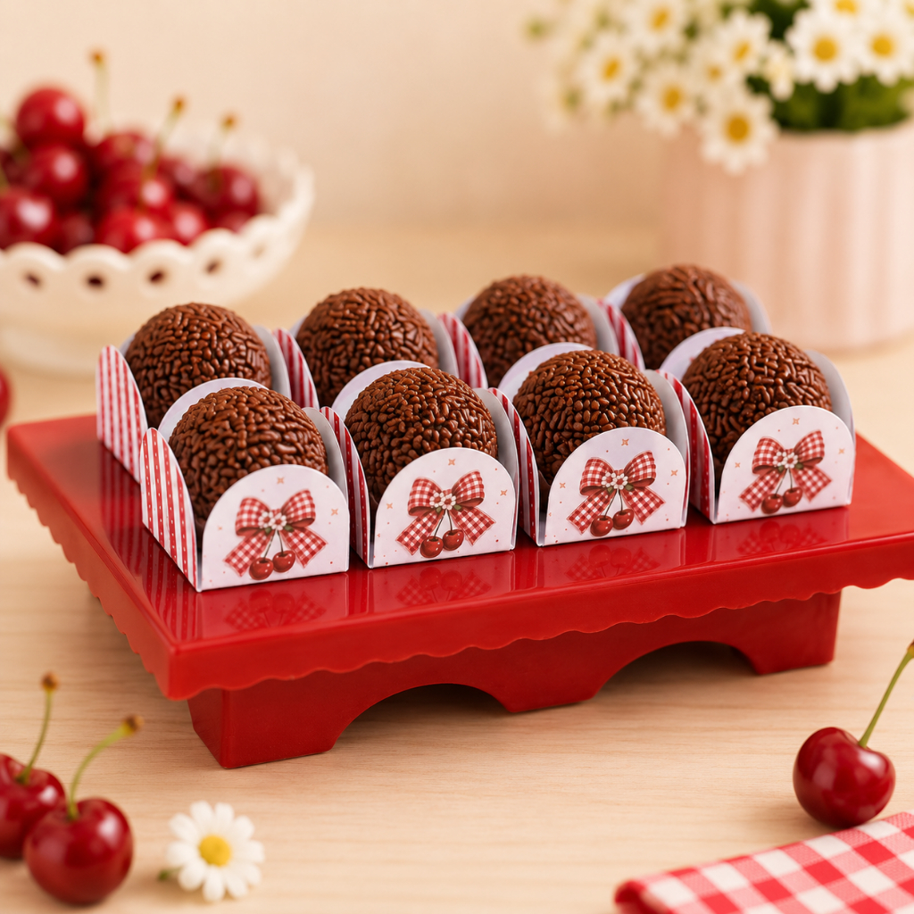 Forminha 4 Pétalas Cereijinhas para Docinhos Brigadeiro Decoração Festa Infantil Envio Imediato